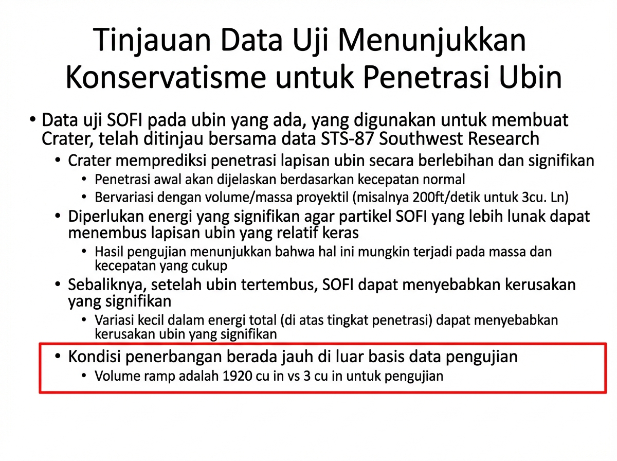 slide peringatan tentang penerbangan shuttle tidak aman