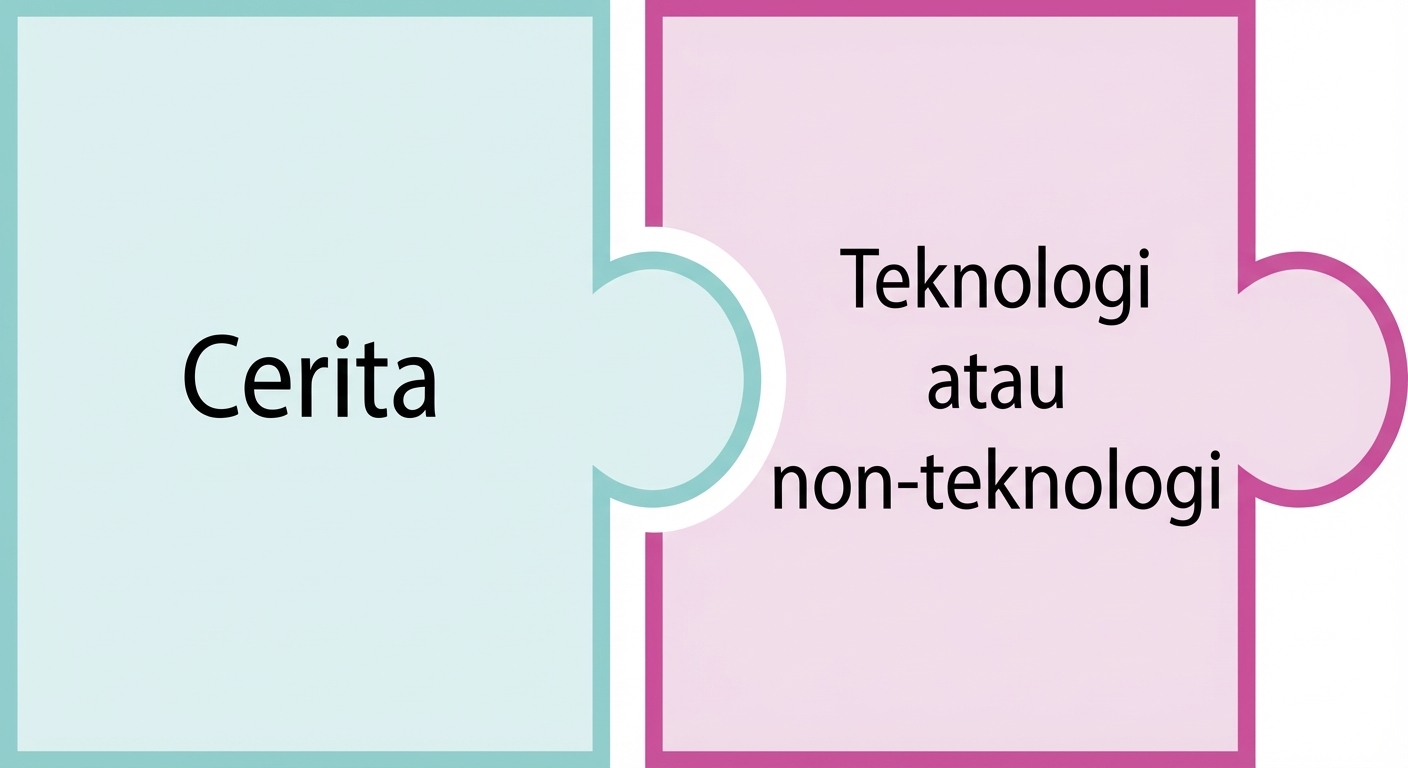 Potongan puzzle dengan ikon teknis/non-teknis