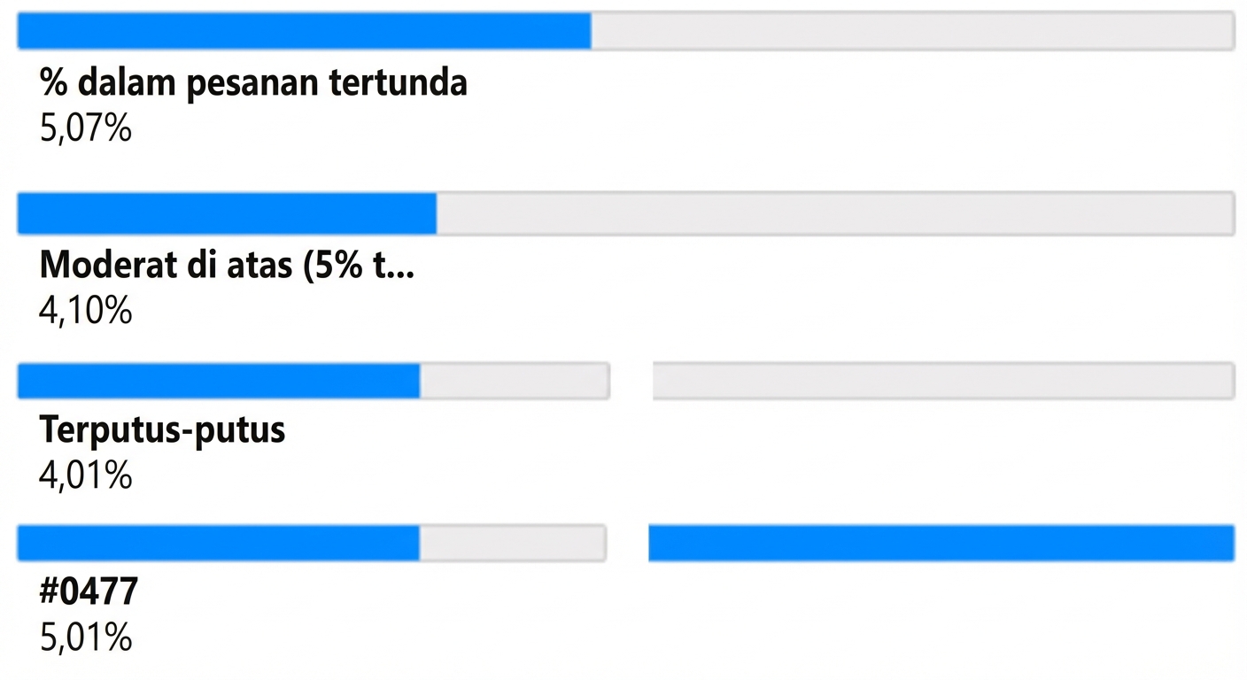 Node anak dari level terakhir, variabel Plant, dan persentase pesanan backorder terkait.