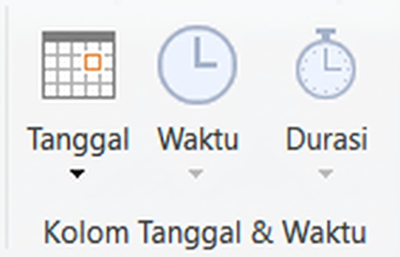 Cuplikan layar yang menampilkan opsi transformasi tanggal di Power Query