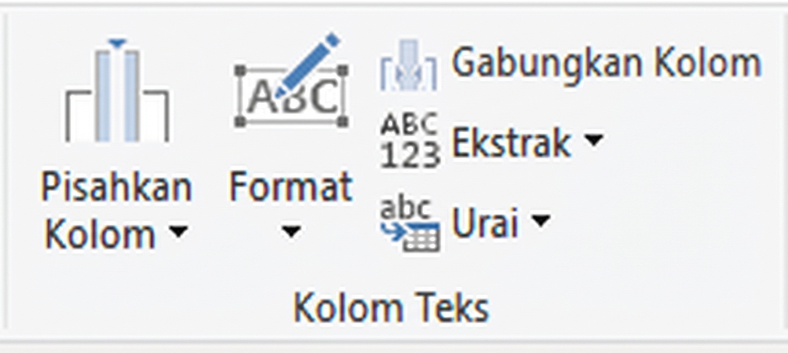 Cuplikan layar antarmuka Power Query menampilkan opsi transformasi Teks
