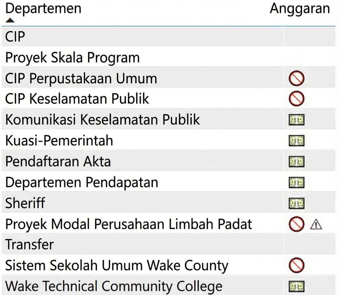Setiap departemen punya ikon anggaran terkait
