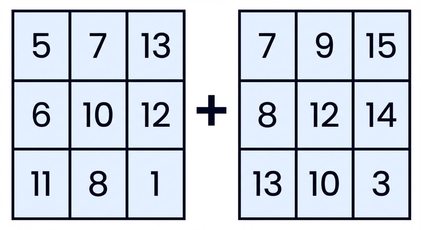 Gambar menunjukkan array 2D dijumlahkan dengan angka 2