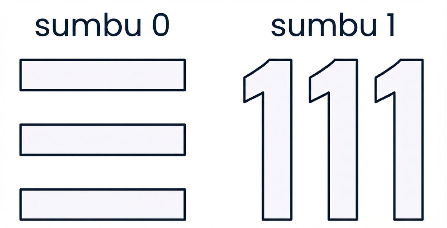 Grafik yang menunjukkan angka satu mirip kolom