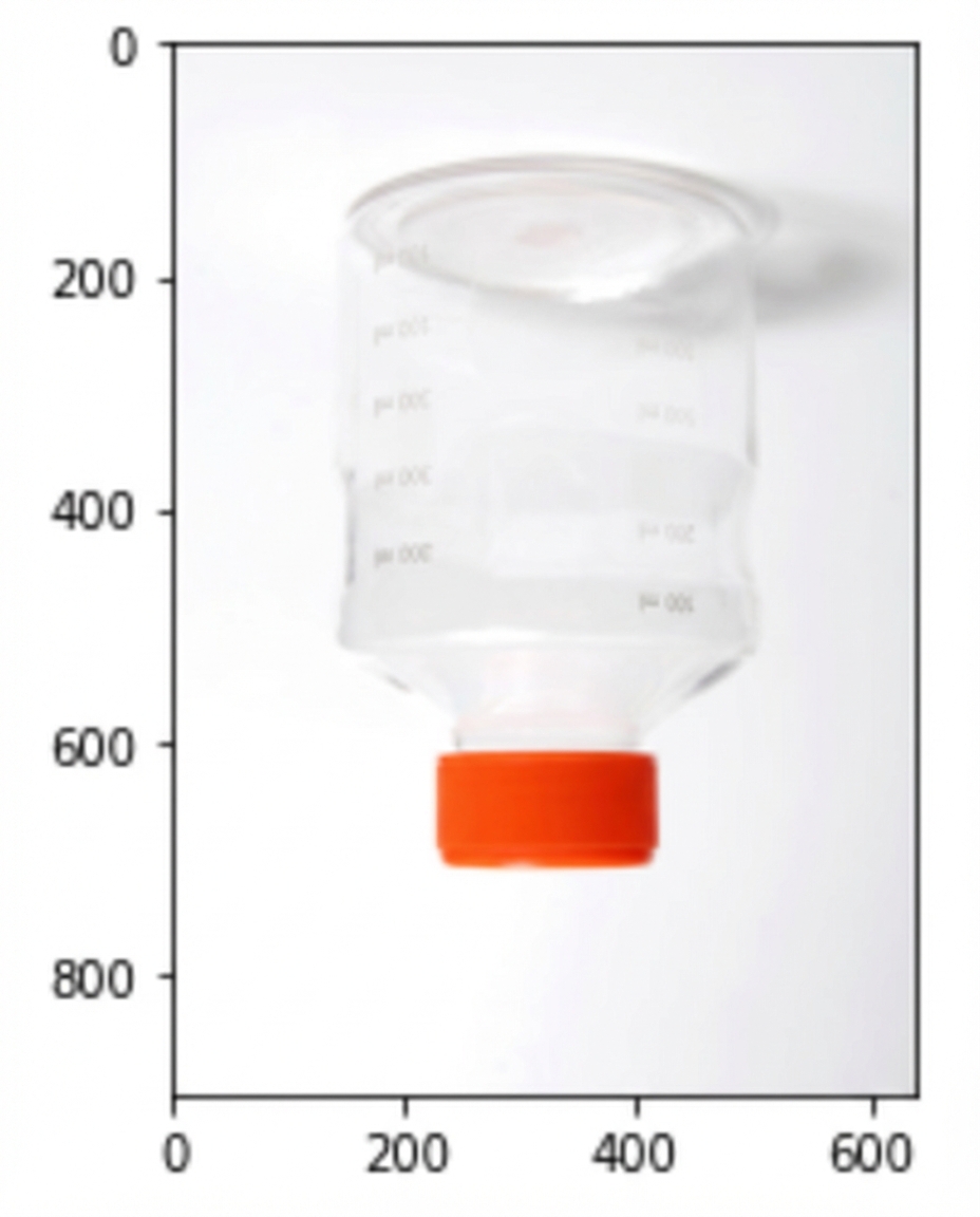 Gambar botol plastik yang sama dibalik terbalik dan dicerminkan