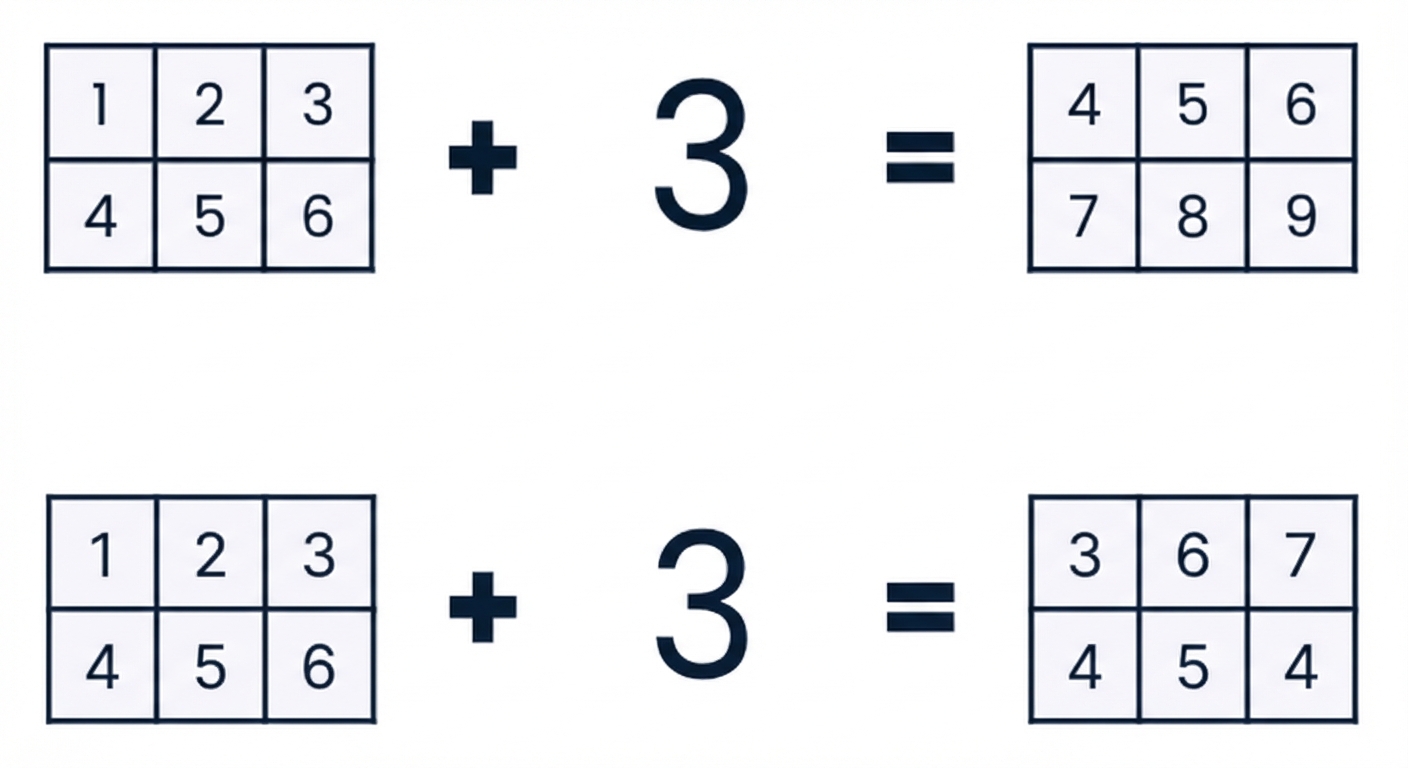Grafik angka tiga ditambahkan ke semua elemen array