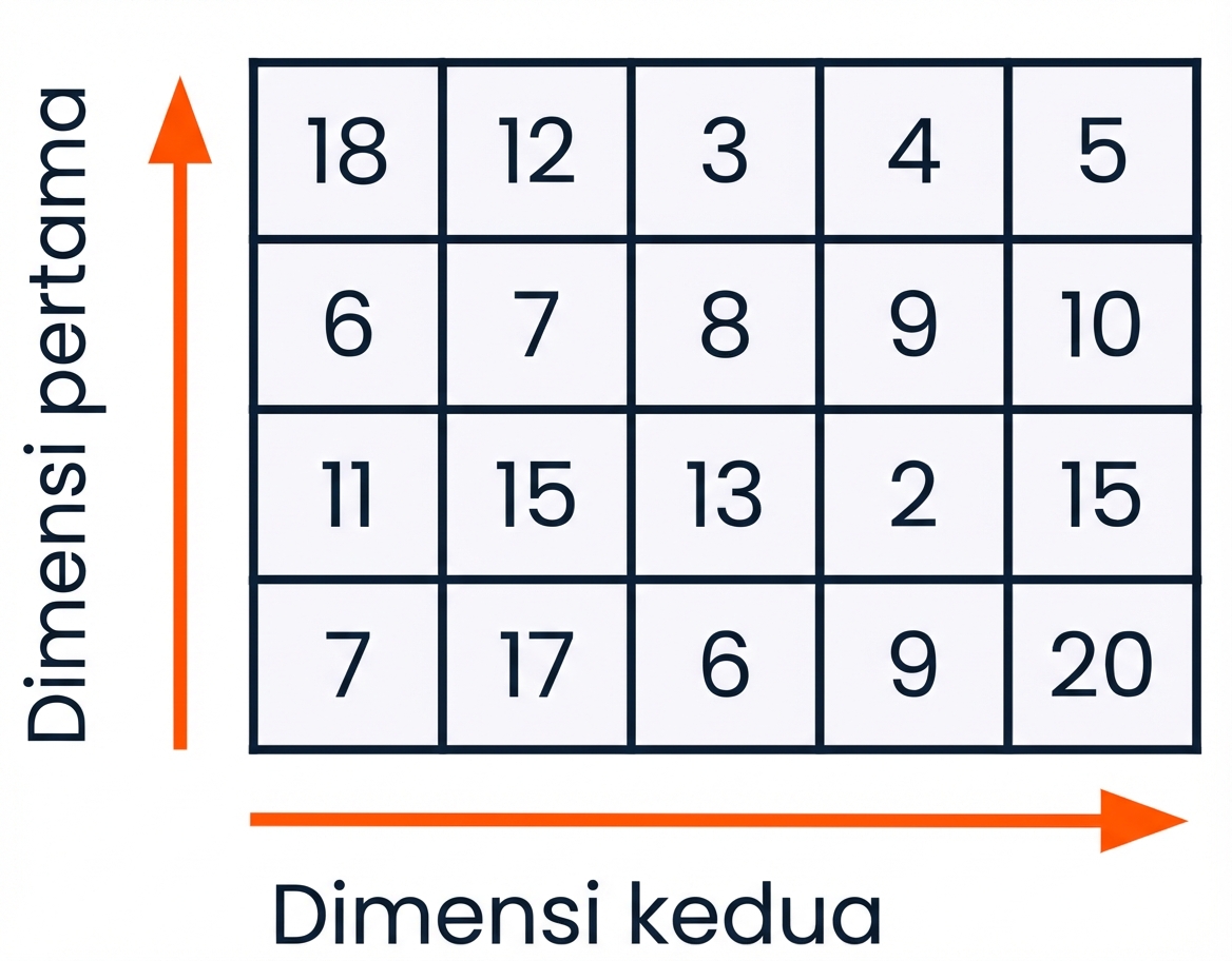 Array 2D dengan label baris dan kolom