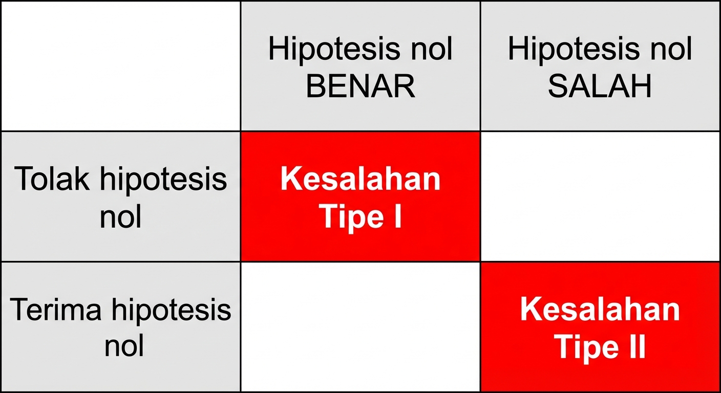 Salah menerima hipotesis nol