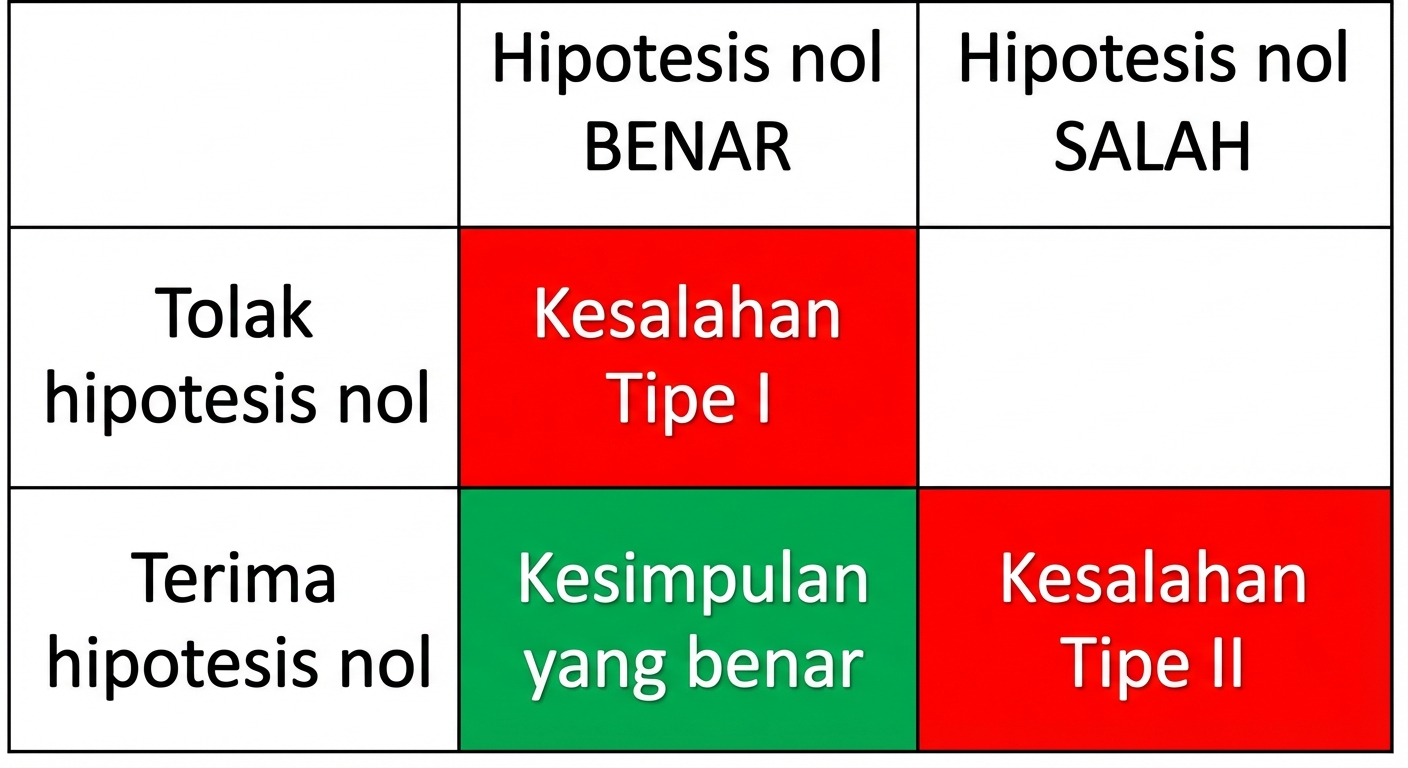 Benar menerima hipotesis nol