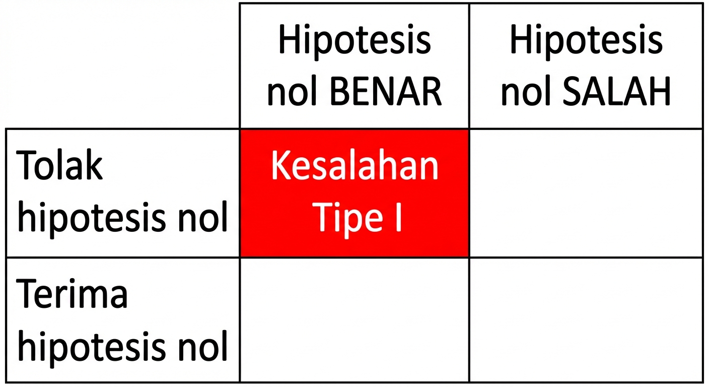 Salah menolak hipotesis nol
