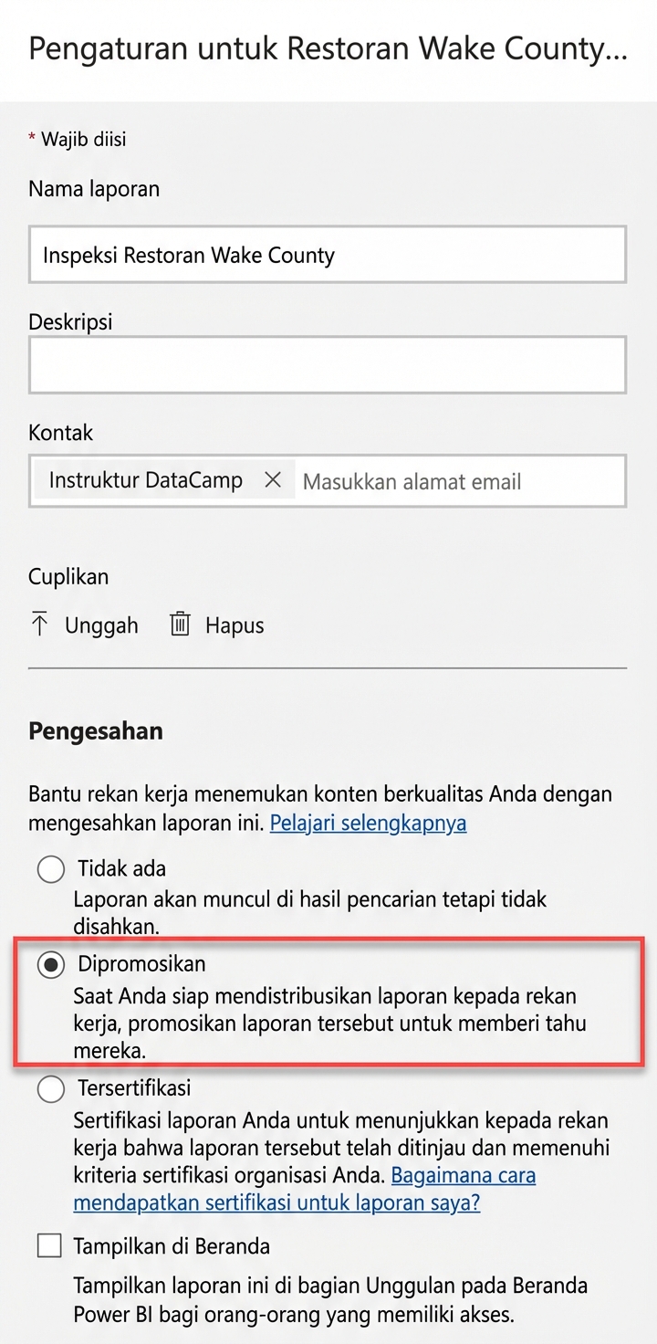 Mempromosikan laporan