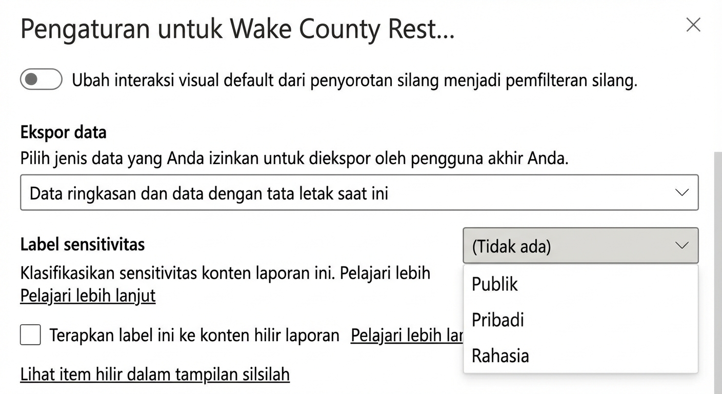 Menambahkan label sensitivitas ke laporan.