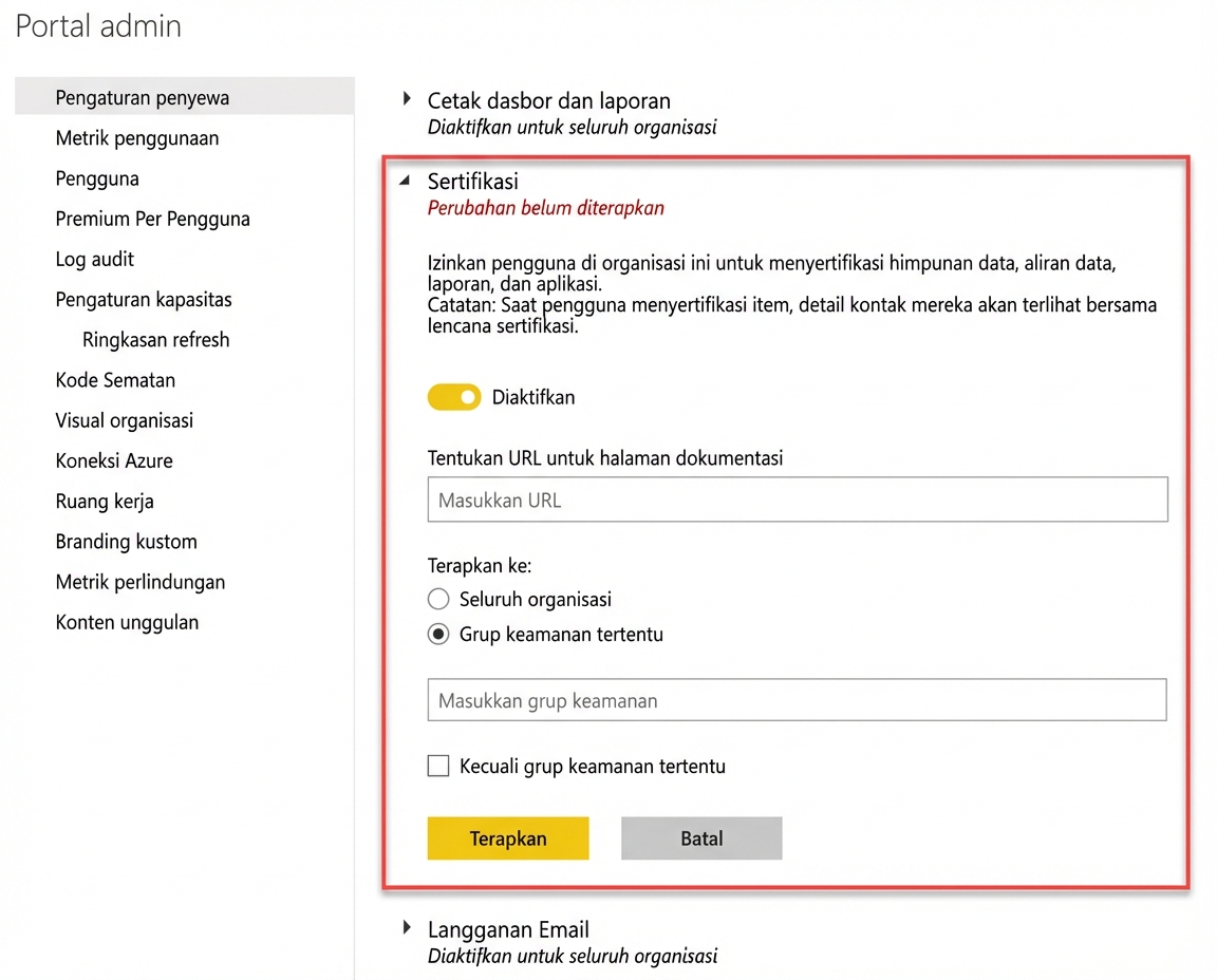 Pengaturan sertifikasi