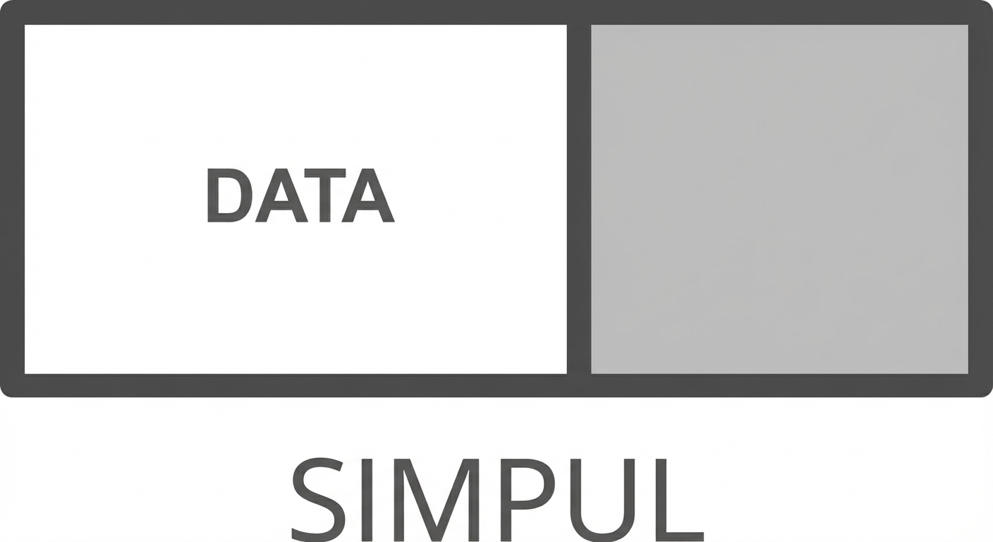 Representasi sebuah simpul pada linked list dengan kata "DATA" di bagian pertama.