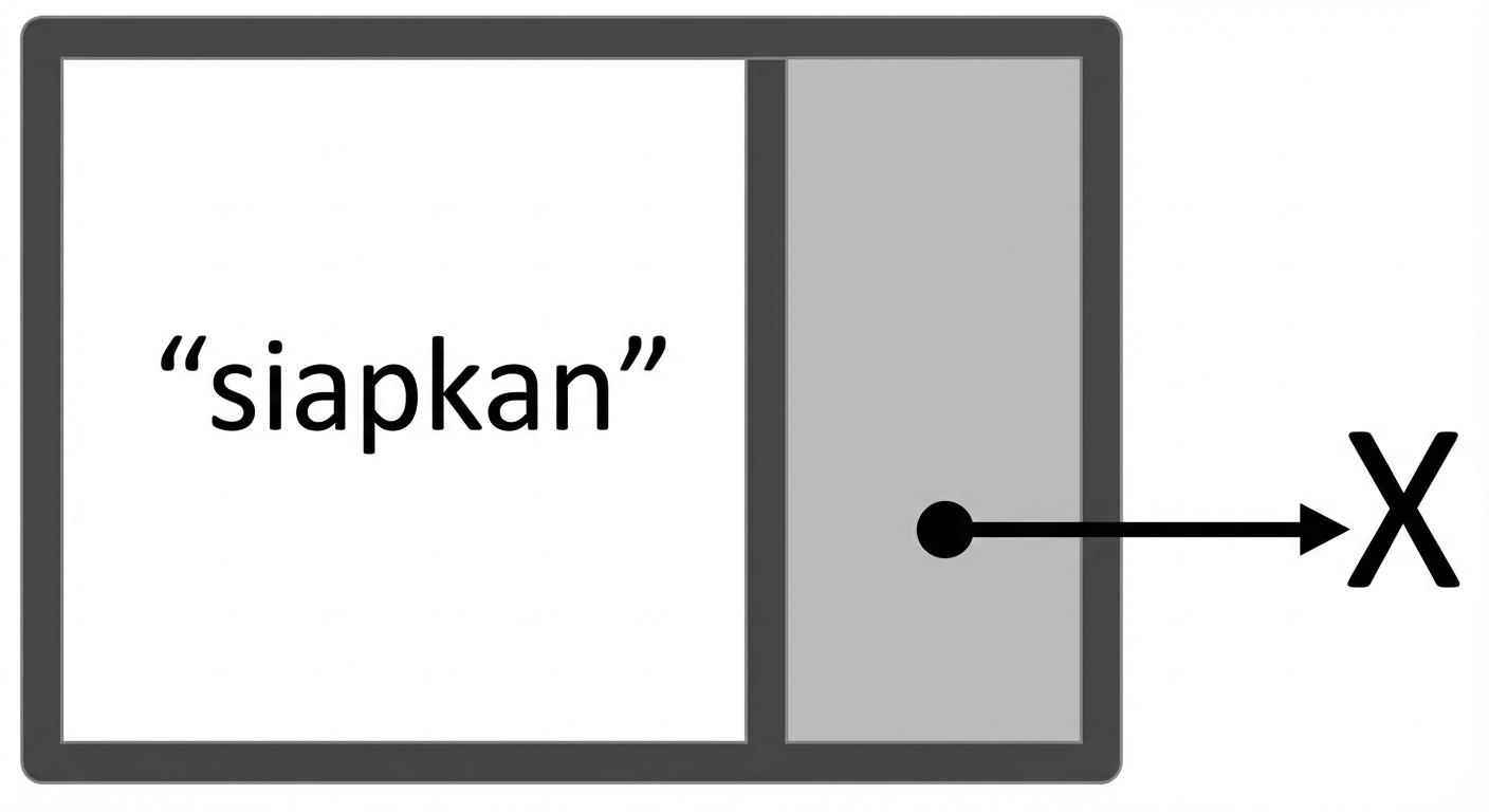 Representasi simpul baru pada linked list kosong.