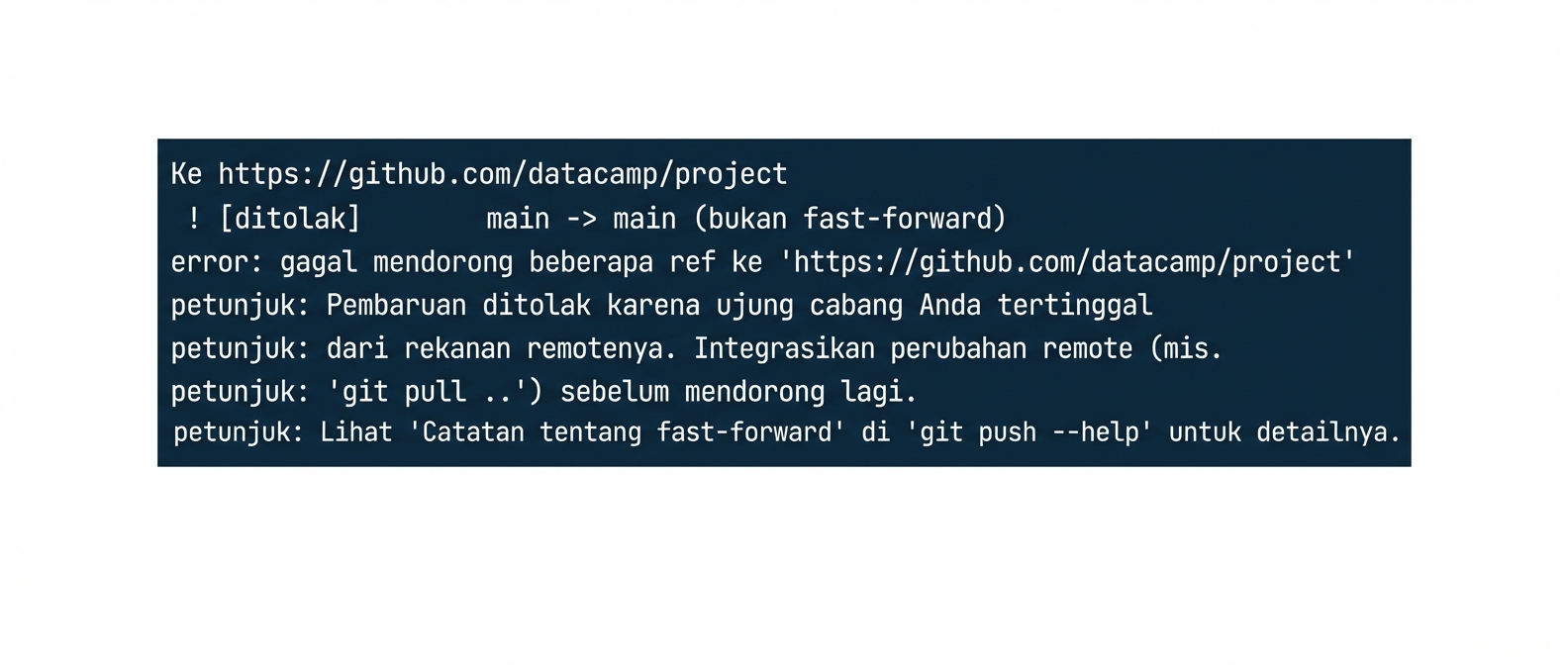 output penolakan git push origin main