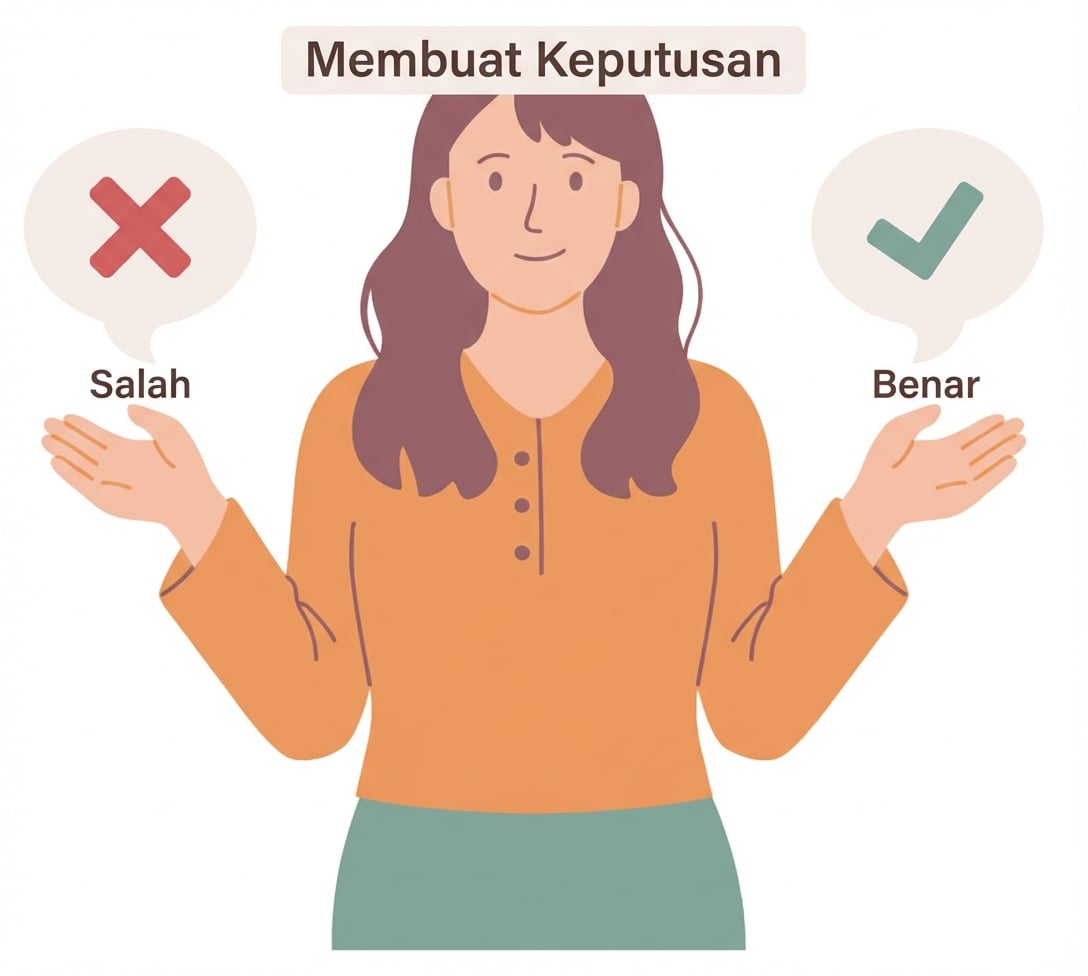 Orang menimbang dua pilihan