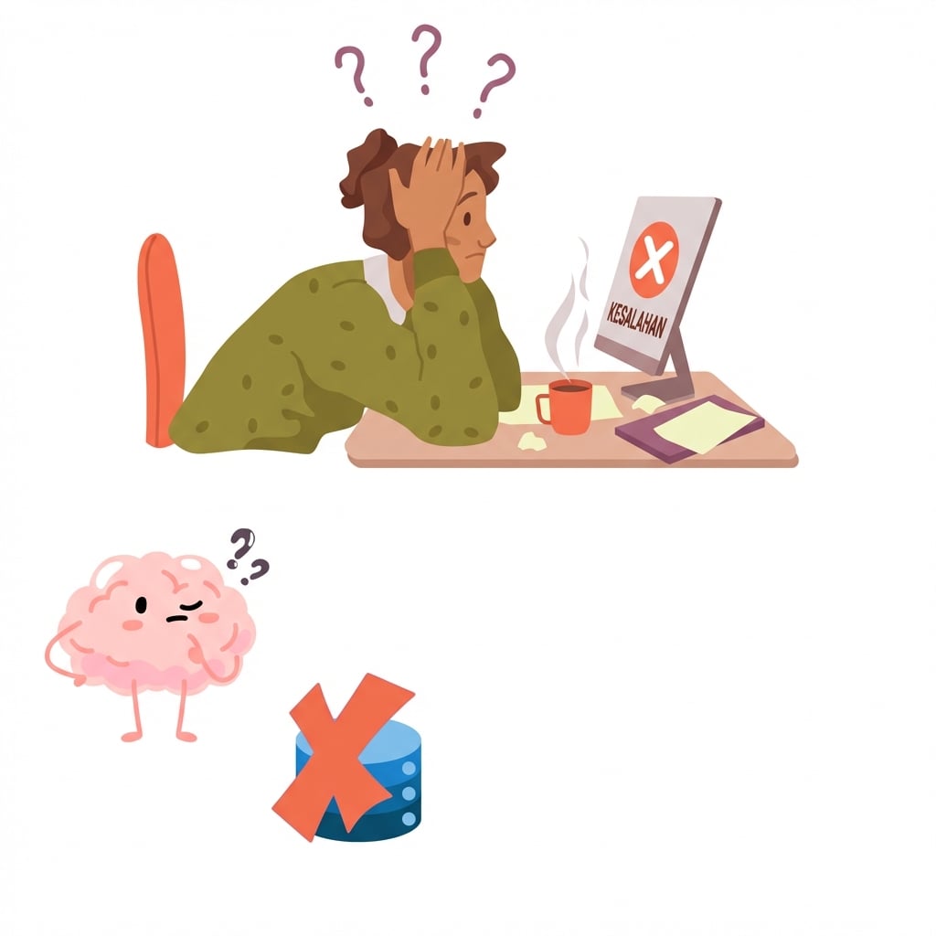 Ikon yang menunjukkan kesalahan saat bekerja dengan data karena masalah yang kurang jelas dan data yang salah