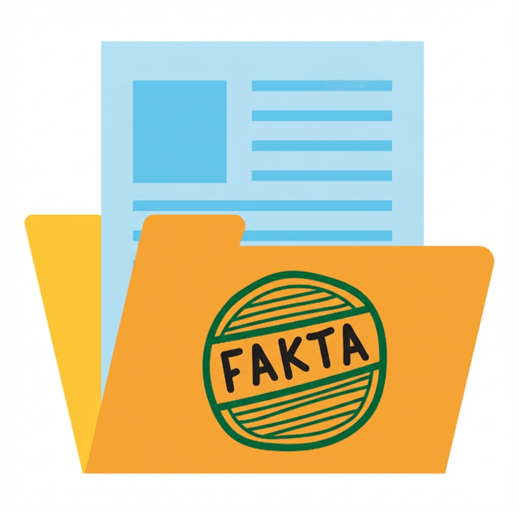 Ilustrasi berkas data dengan cap fakta