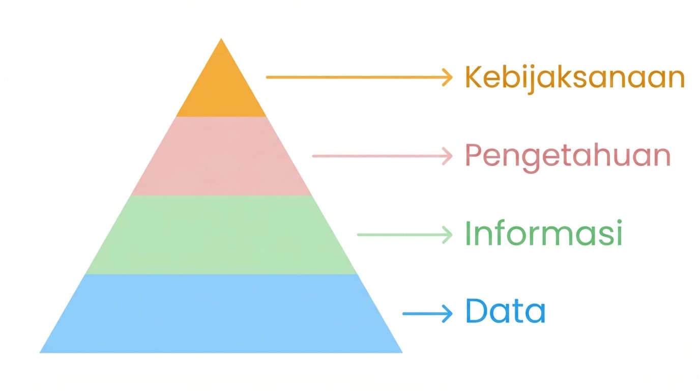 Piramida DIKW dengan kebijaksanaan disorot