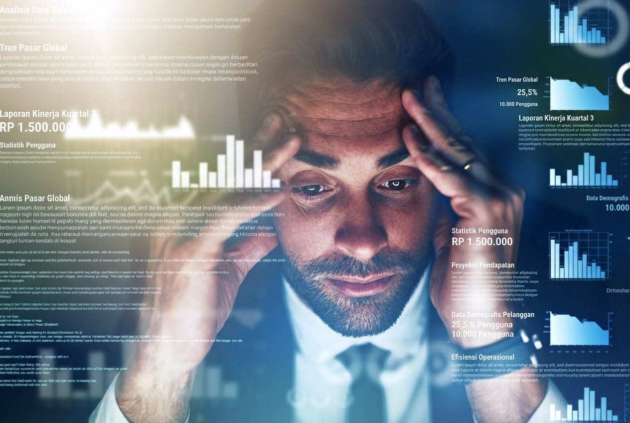 Pria kewalahan oleh data