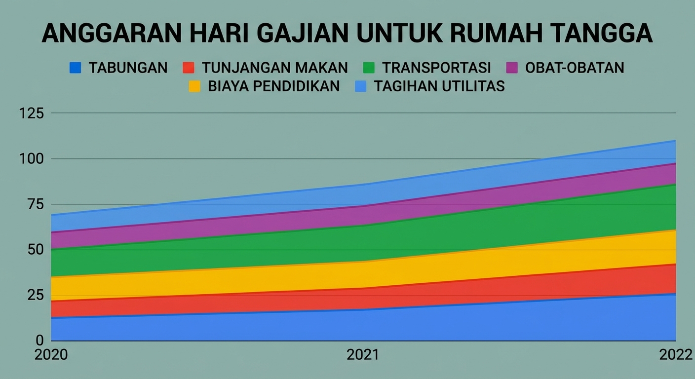 Grafik menunjukkan berbagai kategori dengan warna berbeda dan area yang diwarnai hingga ke sumbu horizontal.