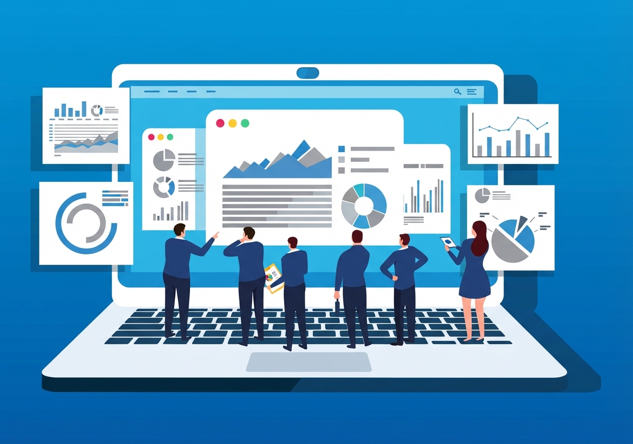 Sekelompok pebisnis melihat data