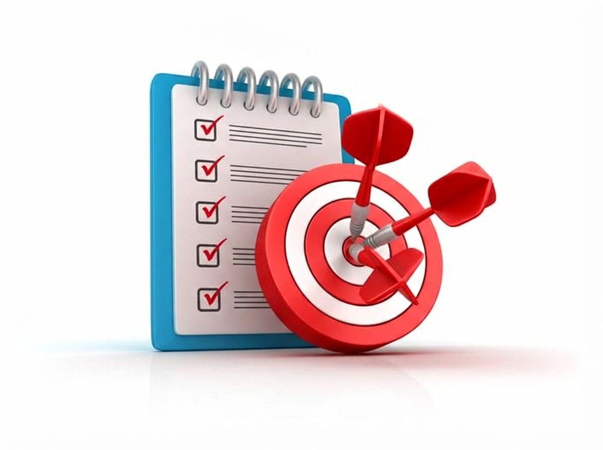 Gambar daftar periksa di samping papan target panahan