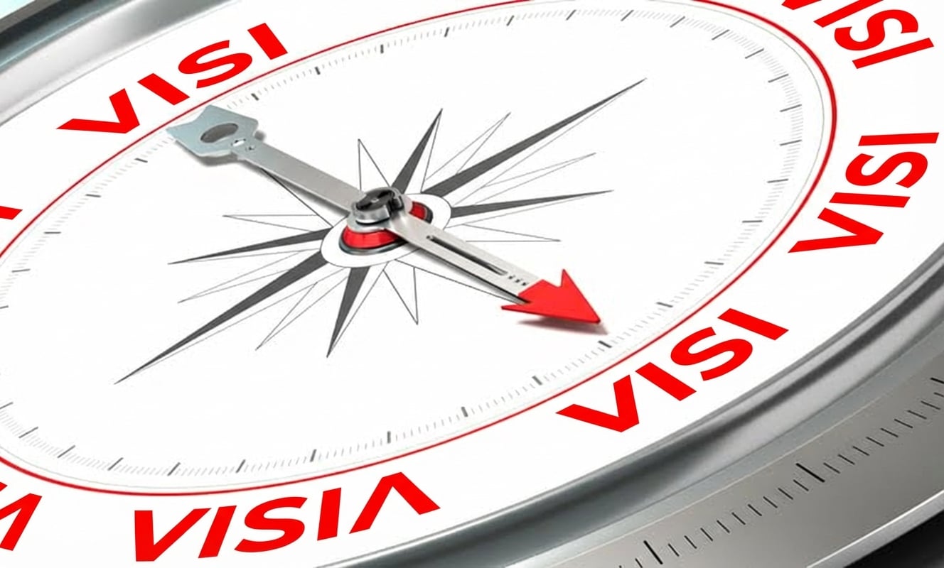 Gambar kompas yang menunjuk kata visi