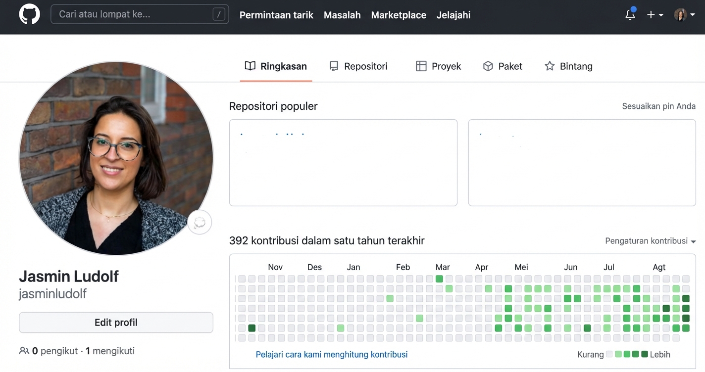 Tampilan profil GitHub