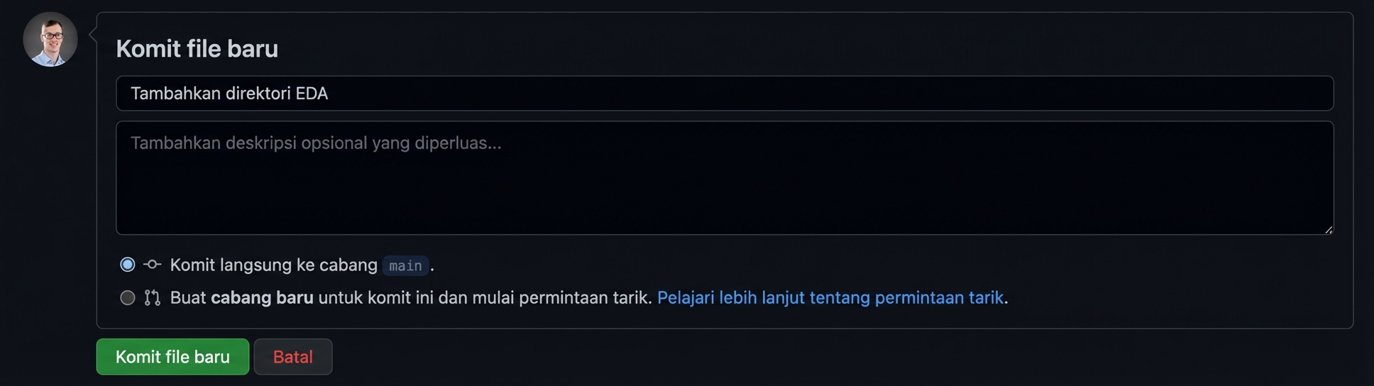commit direktori baru