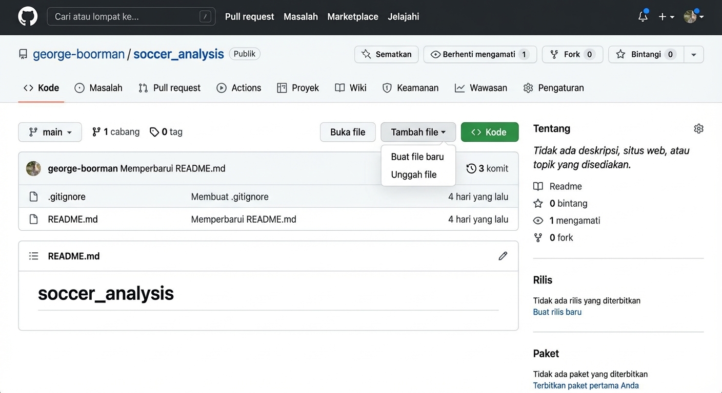 Bagian Code repo GitHub dengan tombol Add file disorot