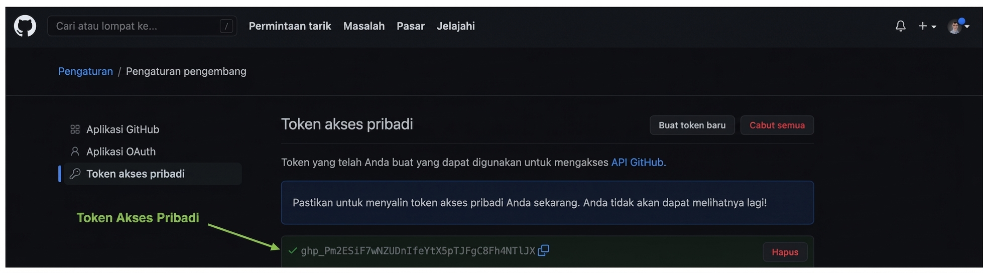 PAT disorot sebagai campuran huruf dan angka, yang dapat kita salin