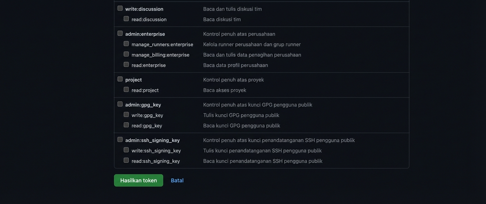 Tombol Generate token