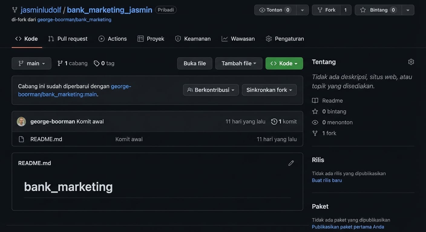 Tampilan repo hasil fork