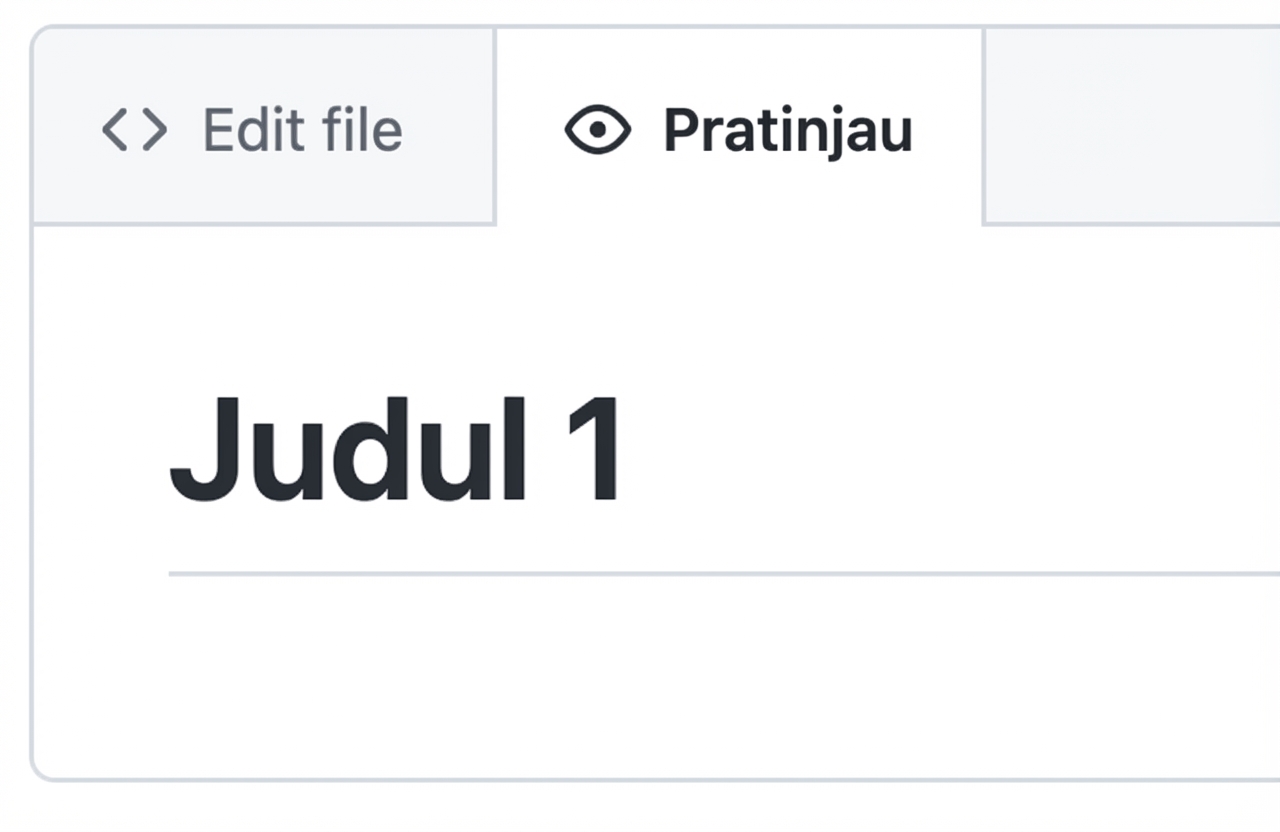 Tampilan pratinjau Markdown dengan judul terbesar