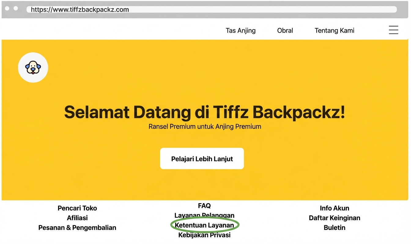 Halaman Ketentuan Layanan Tiffz Backpackz