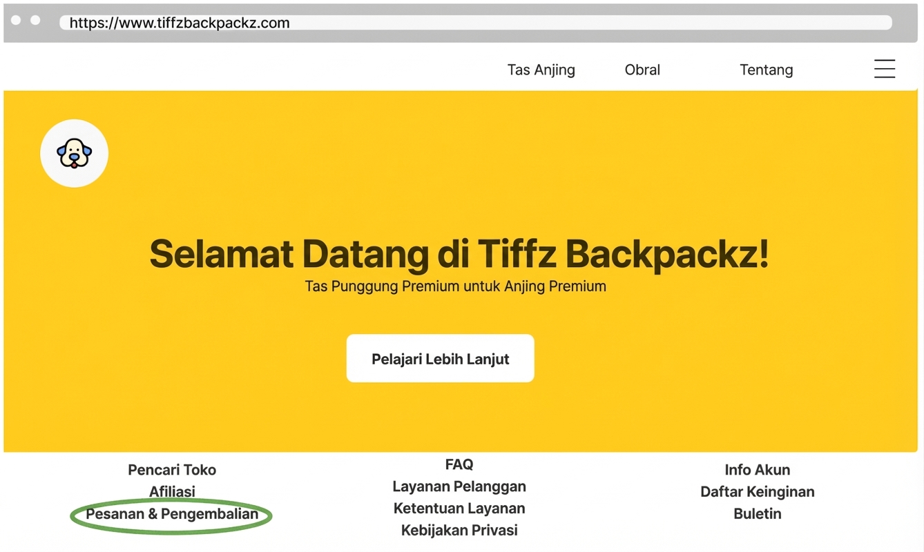 Pesanan dan Pengembalian di halaman utama