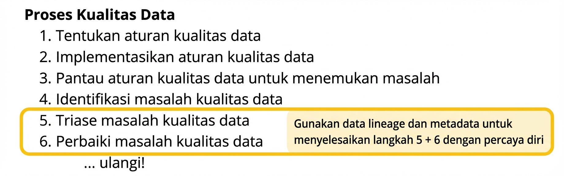proses kualitas data menyoroti langkah triage dan perbaikan