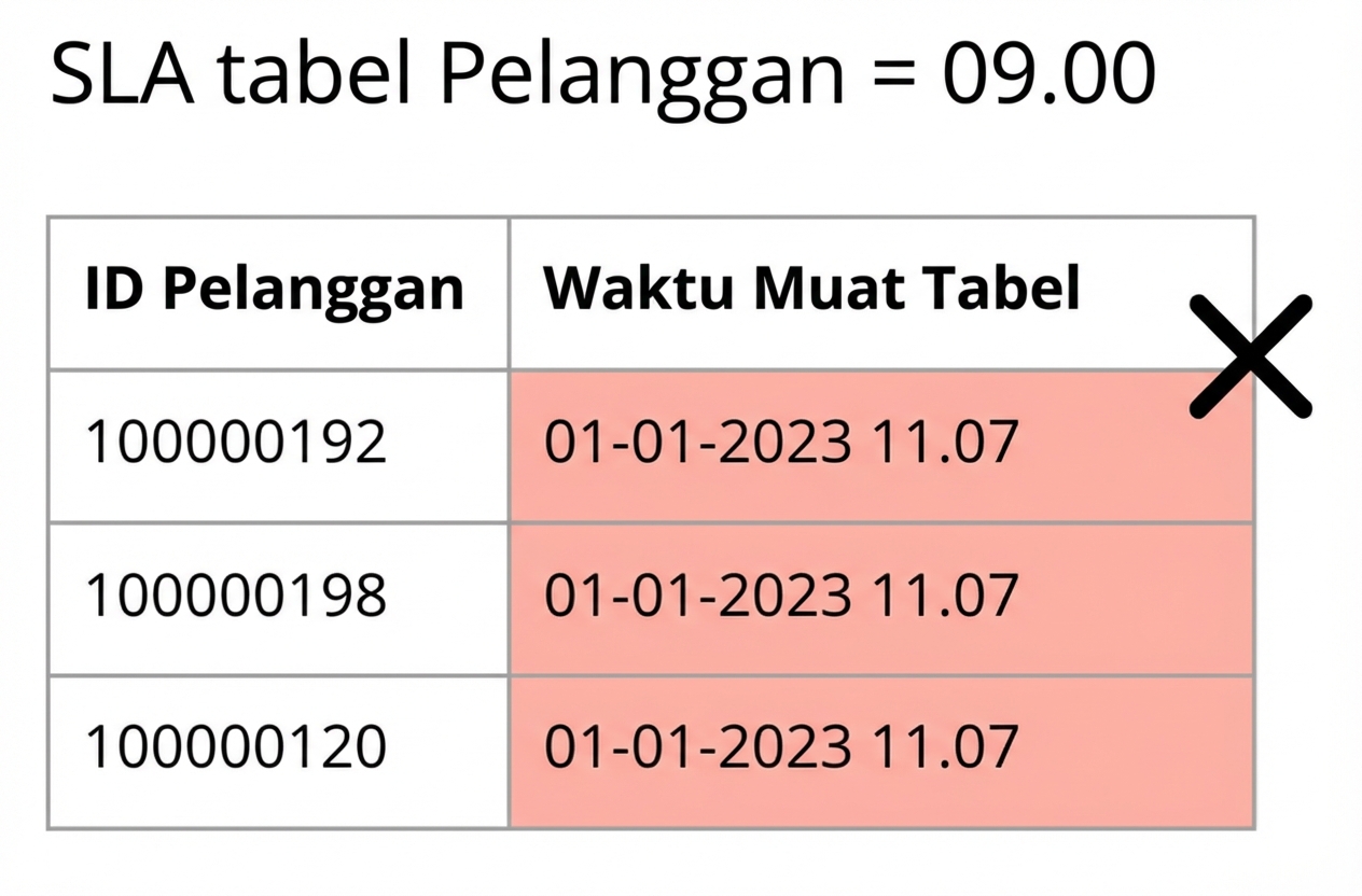 tabel menggambarkan aturan kualitas data ketepatan waktu