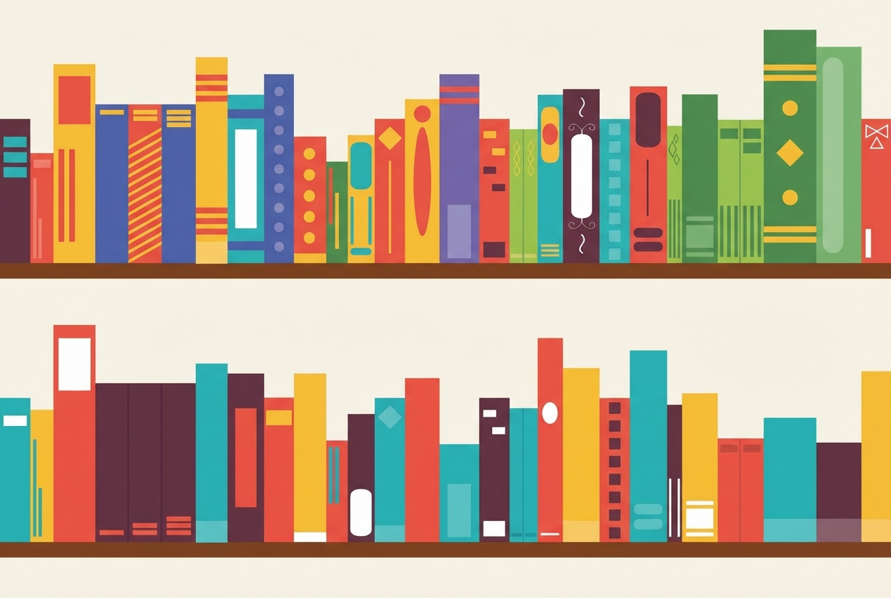 grafik banyak buku di rak