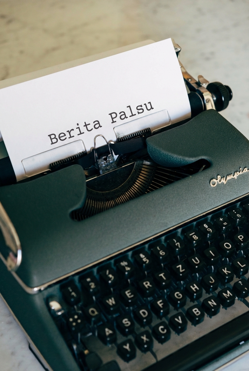 Mesin tik menampilkan "Fake News"