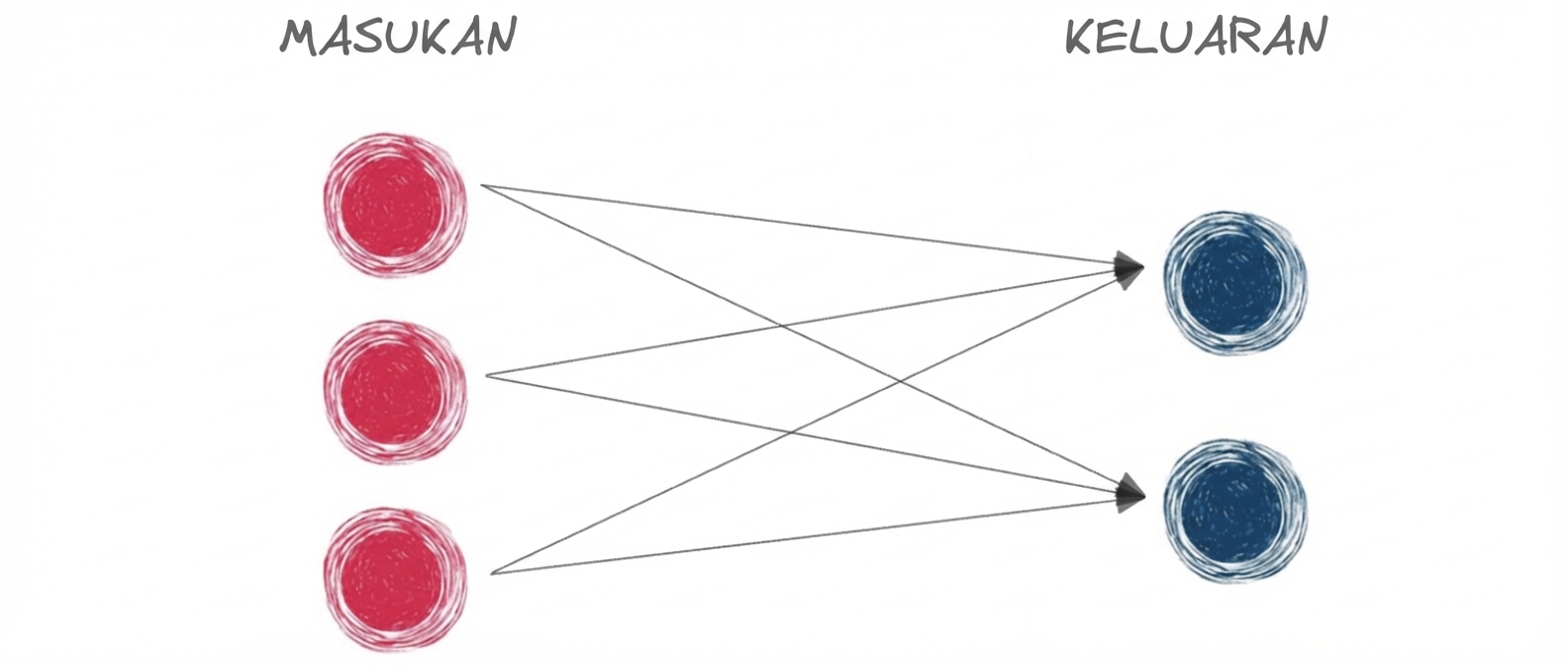 Diagram jaringan saraf dasar hanya dengan input dan output