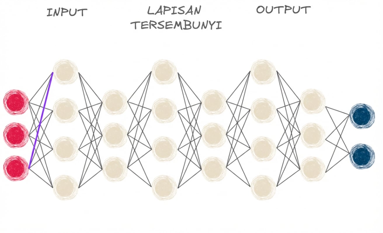 Diagram jaringan saraf dengan banyak lapisan