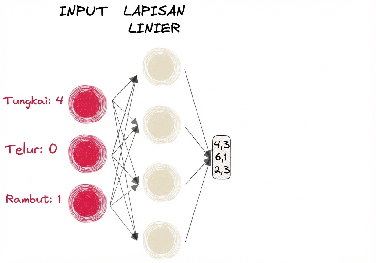 Diagram sebagian jaringan saraf dengan masukan