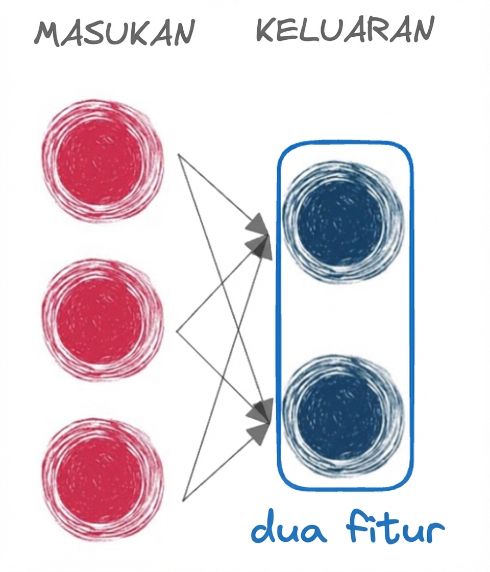 Diagram jaringan saraf dasar hanya dengan input dan output