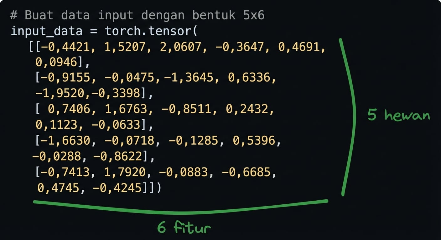 Blok kode dengan komentar tambahan