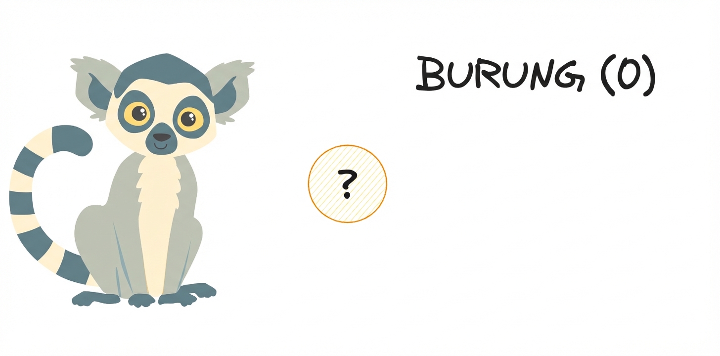 Seekor lemur dengan opsi "bird"