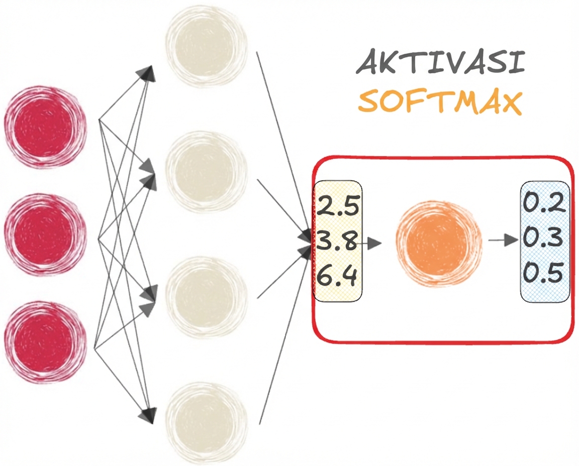 Jaringan saraf dengan fungsi softmax