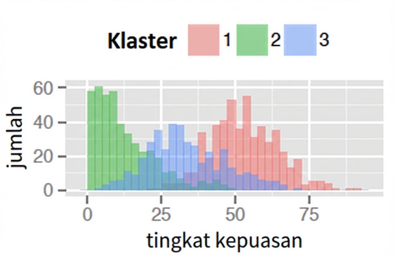 Plot jumlah per klaster untuk tingkat kepuasan